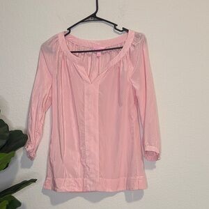 Lilly Pulitzer Pink white Striped silk Blouse